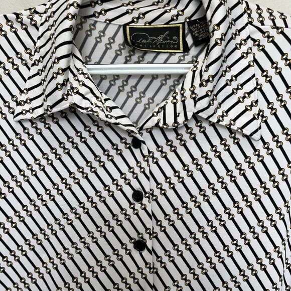 Diane Gilman Collection | Button Top Large Horse But Chain Print long sleeve - Picture 3 of 5